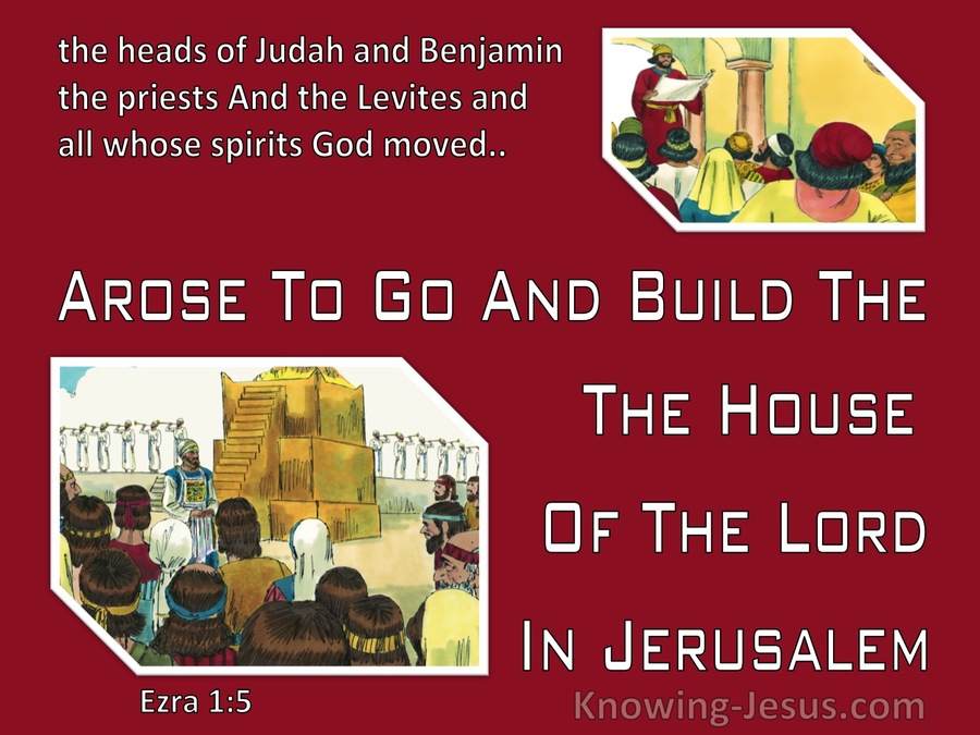 Ezra 1:5 They Arose To Go And Build The House Of The Lord In Jerusalem (red)